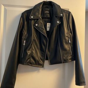 Express Black Vegan Leather Moto Jacket